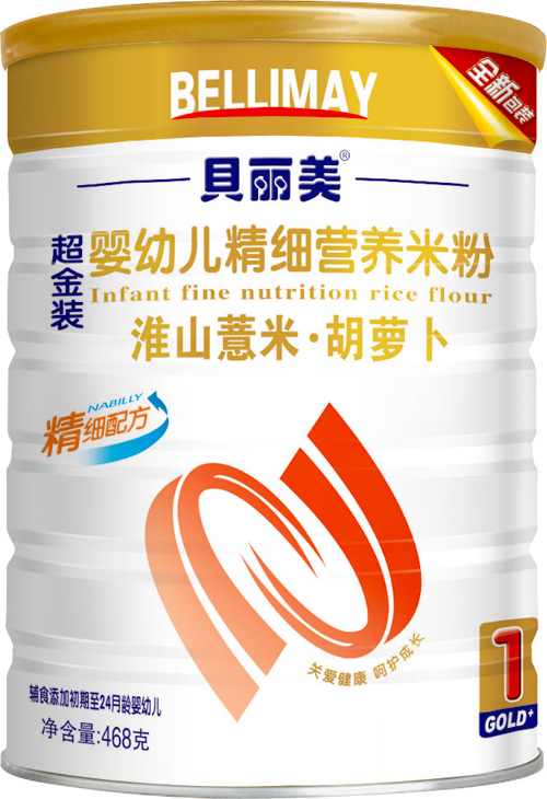 贝丽美淮山薏米胡萝卜精细营养米粉408克听装