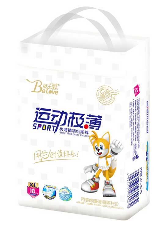 贝+爱运动丝薄纸尿裤xL-18片
