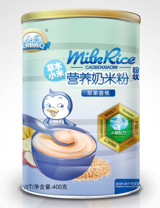 儿葆苹果香蕉草本小米营养奶米粉