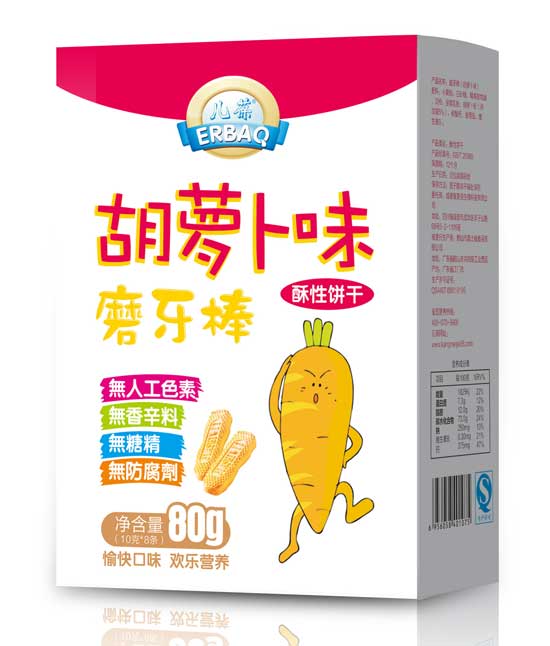 儿葆胡萝卜味磨牙棒