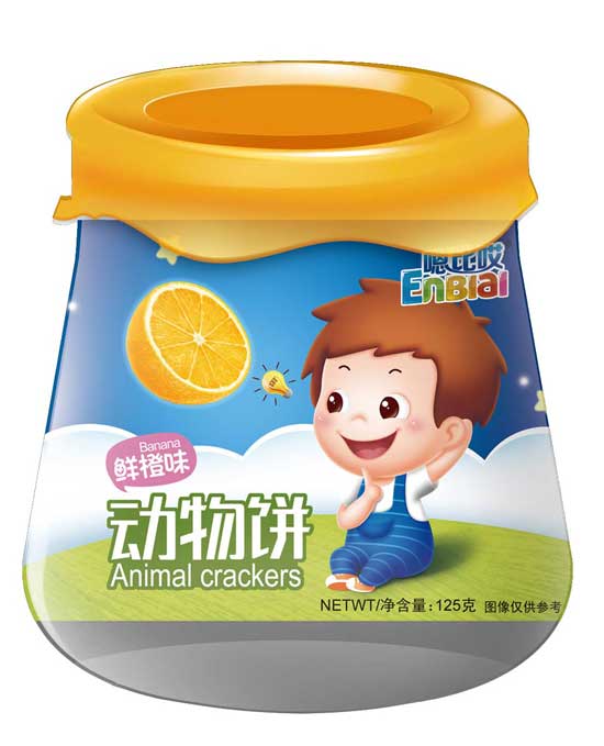  嗯比哎香橙味动物饼干罐装