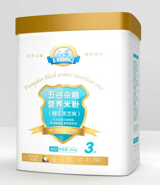 儿葆南瓜黑芝麻3段五谷杂粮营养米粉听装