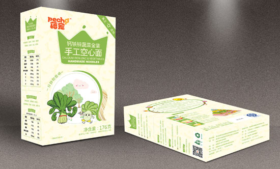 蓓宠钙铁锌蔬菜金装手工空心面