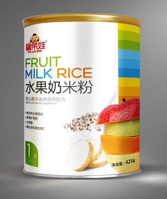 福莱娃淮山薏米水果奶米粉听装