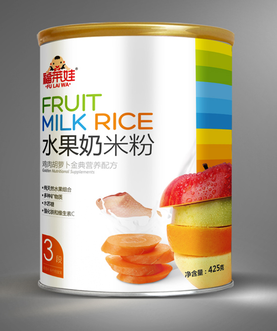 福莱娃鸡肉胡萝卜水果奶米粉听装