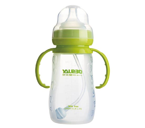 优乐宝两用宽口径径硅胶有柄自动奶瓶240ML