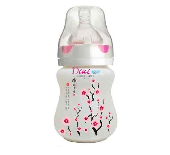 贝多爱180ml陶瓷奶瓶-粉红