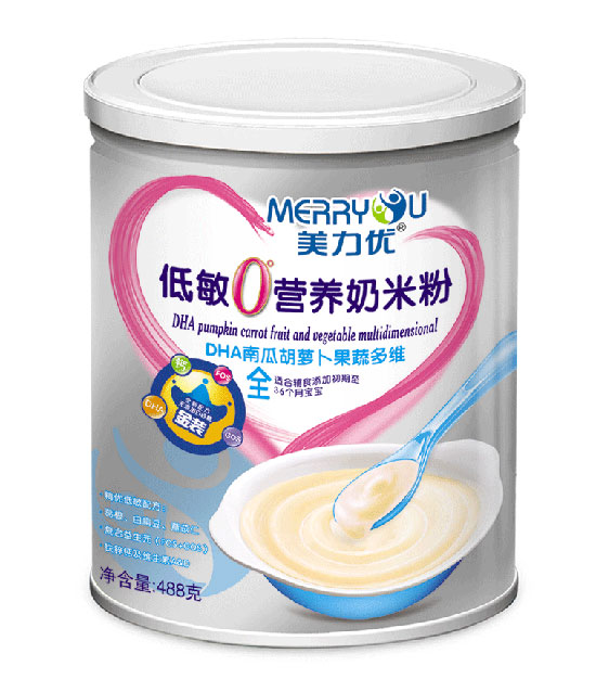  美力优DHA南瓜胡萝卜果蔬多维听装低敏0°营养奶米粉全段