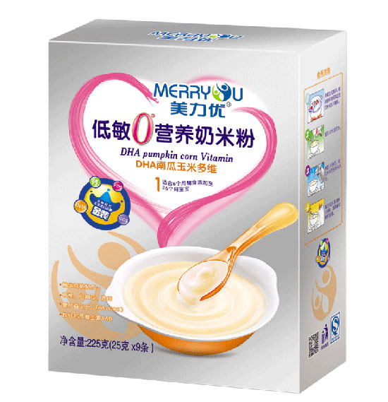  美力优DHA南瓜玉米多维低敏0°营养奶米粉1段