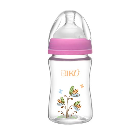 比酷熊婴幼儿PP奶瓶120ML玫红色