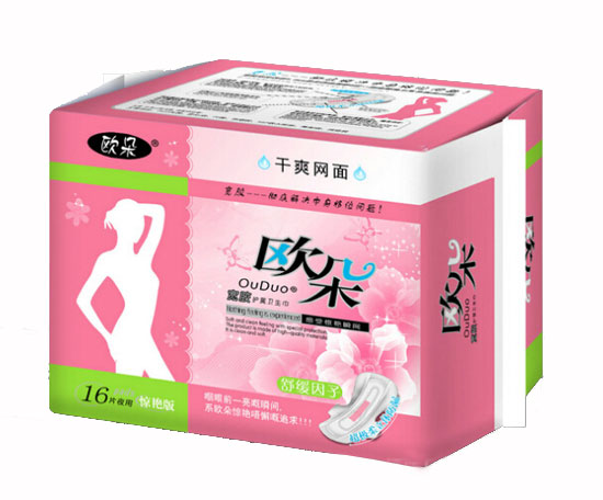  欧朵干爽网面16片夜用护翼卫生巾
