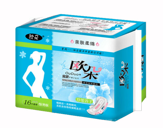  欧朵亲肤柔绵16片夜用护翼卫生巾
