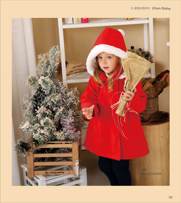 棉果果雪国来客系列棉服外套红色