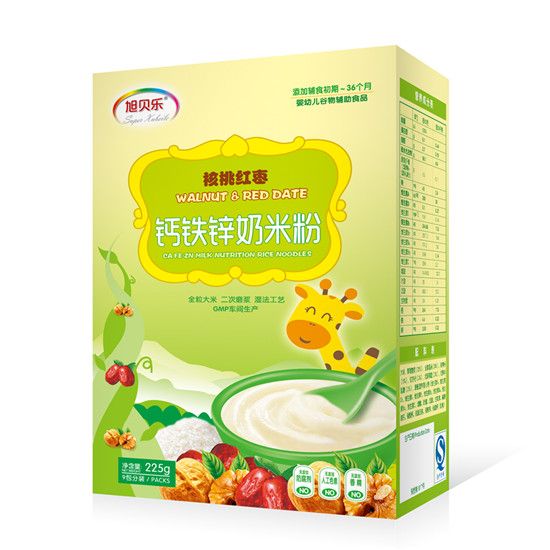 旭贝乐核桃红枣钙铁锌奶米粉盒装