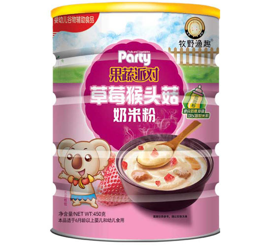 牧野渔趣草莓猴头菇奶米粉听装
