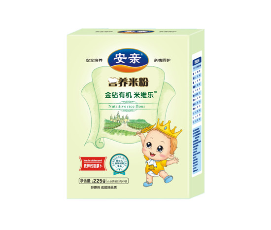 安亲225克有机米粉盒装铁锌钙胡萝卜