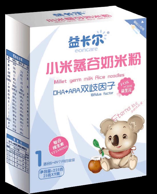 益卡尔DHA+AA双歧因子小米蒸谷奶米粉1段