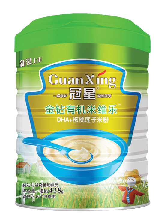 冠星DHA+核桃莲子金钻有机米维乐428克听装