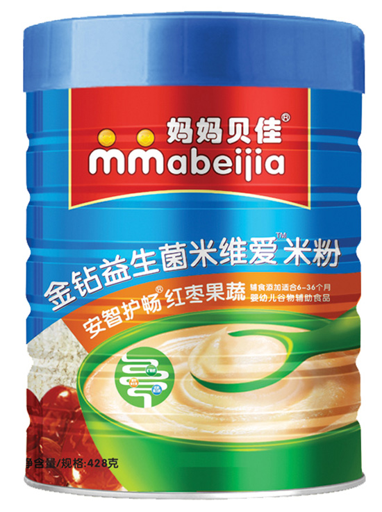妈妈贝佳红枣果蔬428克益生菌米粉听装