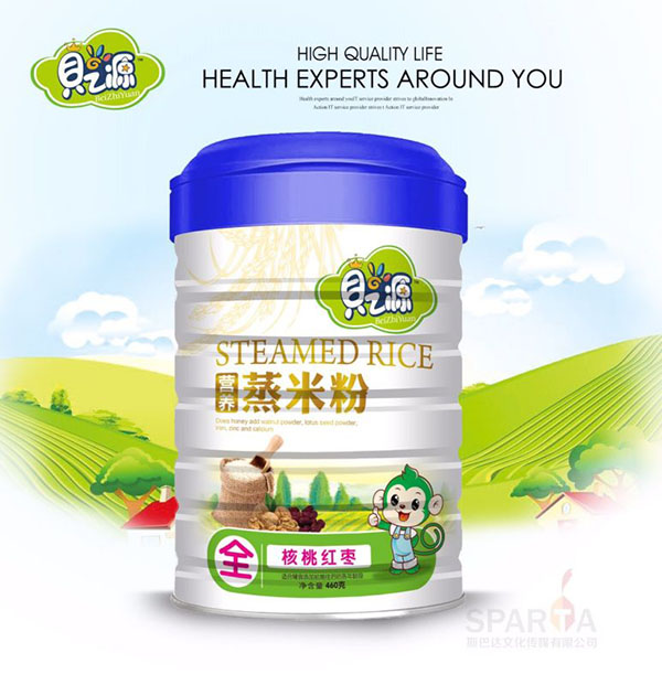 贝之源核桃红枣蒸米粉听装