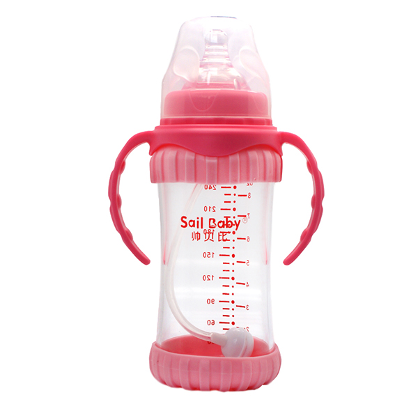 帅贝比奶瓶270ML感温-红