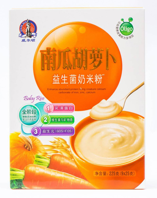 威尔顿225G南瓜胡萝卜益生菌奶米粉