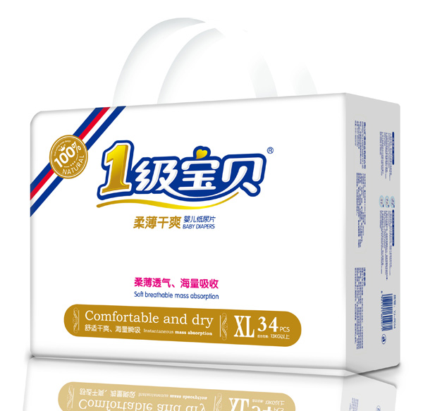 1级宝贝柔薄干爽纸尿片XL码34片