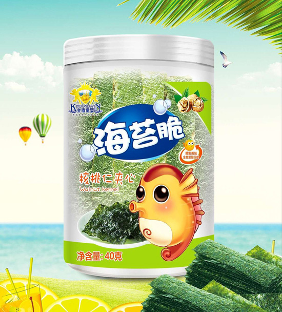 金盾爱婴核桃仁夹心海苔脆桶装