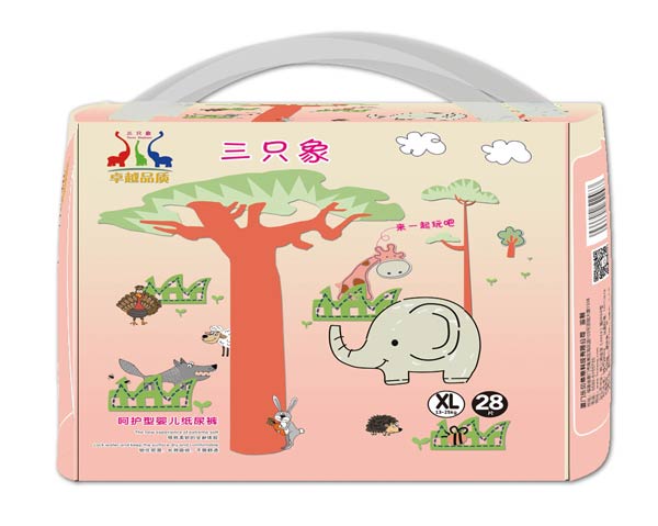 三只象呵护型婴儿纸尿裤XL28片