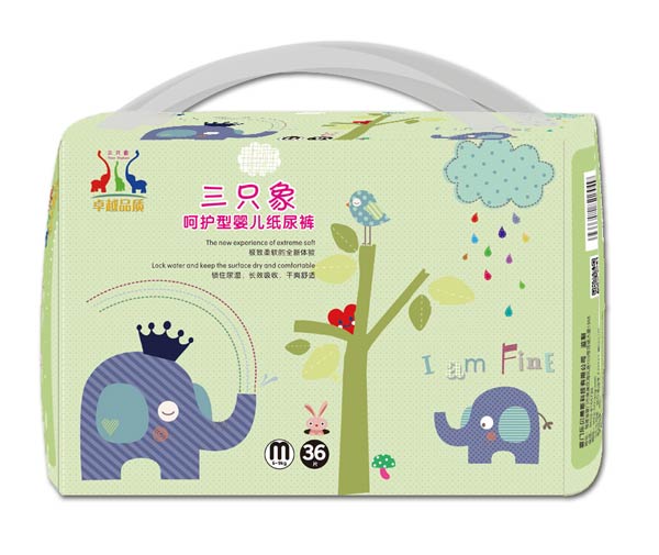 三只象呵护型婴儿纸尿裤M36片