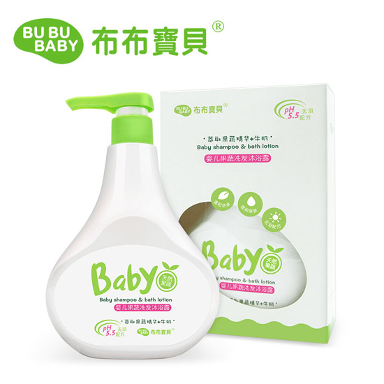 布布宝贝婴儿果蔬洗发沐浴露500ml（内含PH试纸）