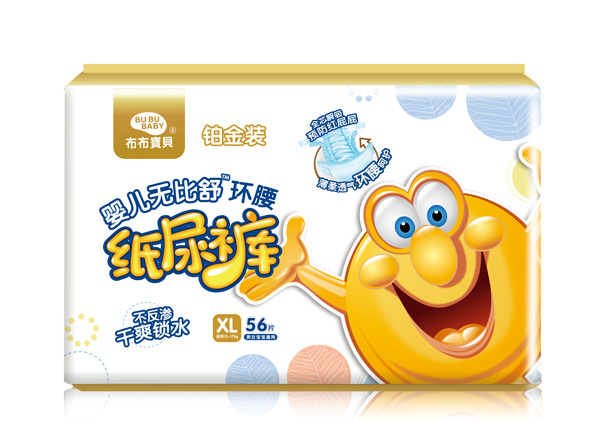 布布宝贝铂金装婴儿环腰纸尿裤XL横向