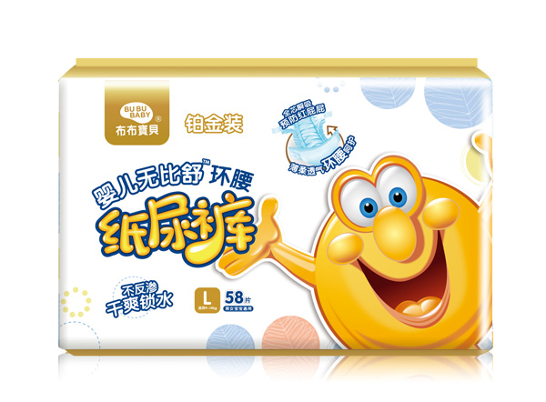 布布宝贝铂金装婴儿环腰纸尿裤L横向