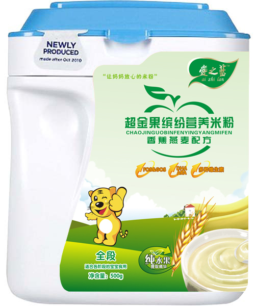 爱之蓝香蕉燕麦配方超金果缤纷营养米粉全段