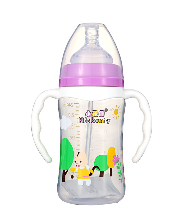 小孩国宽口直身自动PP奶瓶240ML