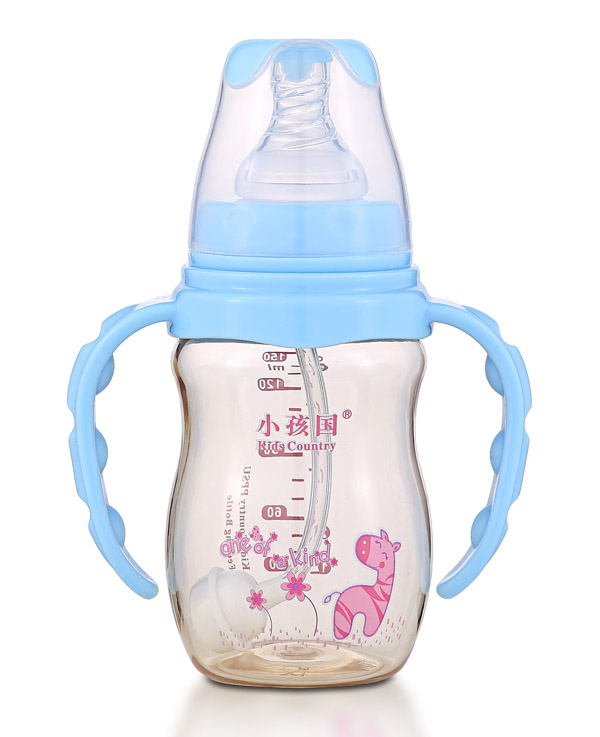 小孩国初生标口弧形自动PPSU奶瓶 蓝色150ML