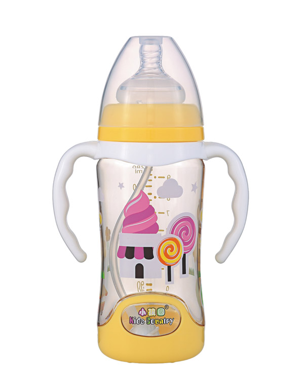 小孩国宽口扣底自动PPSU安全奶瓶280ML