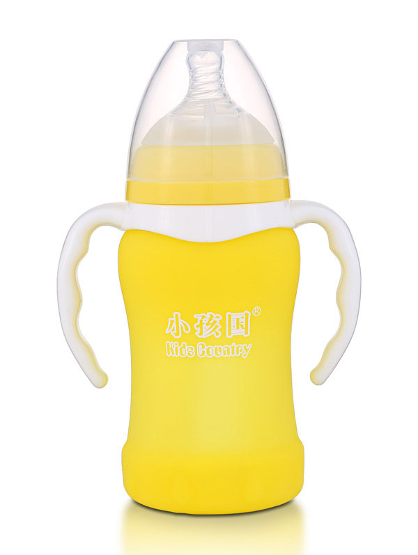 小孩国宽口感温自动玻璃奶瓶220ML 黄色