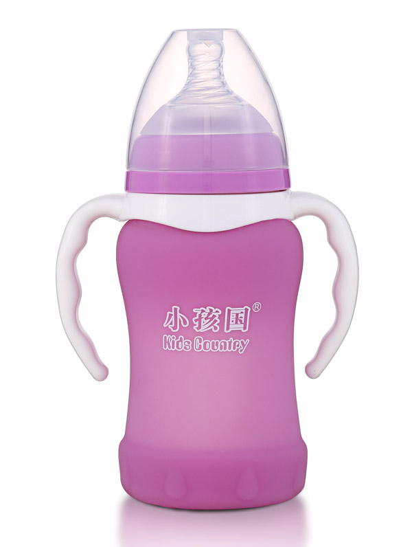小孩国宽口感温自动玻璃奶瓶220ML 紫色