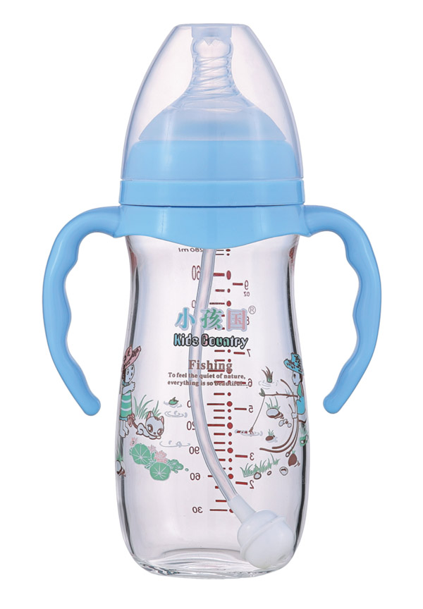 小孩国宽口自动玻璃奶瓶280ML