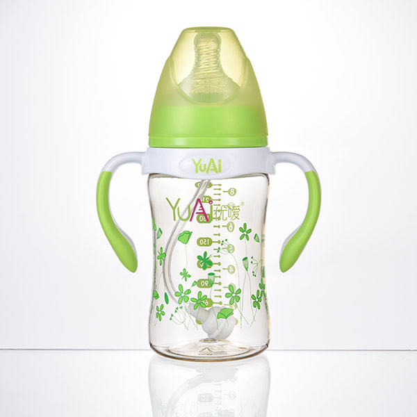 优嗳8宽口弧线型手柄自动PPSU奶瓶（240ml）