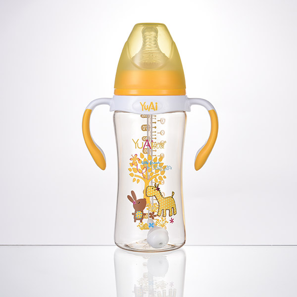 优嗳10宽口弧线型手柄自动PPSU奶瓶（300ml）