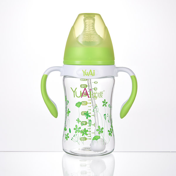 优嗳8安宽口弧线型手柄自动Tritan奶瓶(240ml)