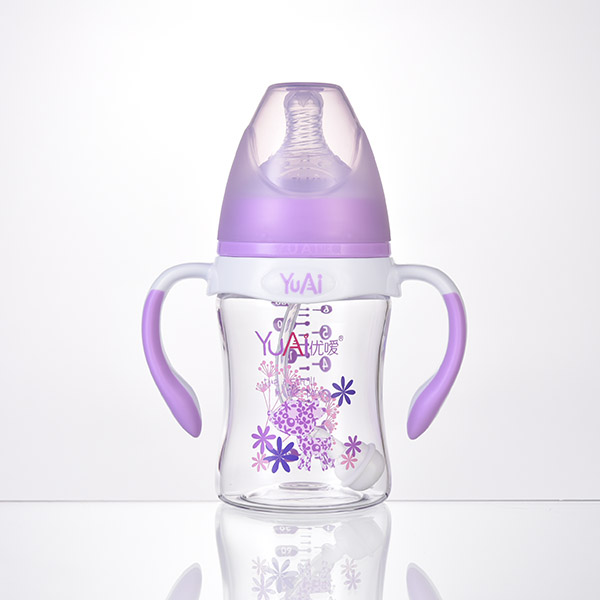优嗳6安宽口弧线型手柄自动Tritan奶瓶(180ml)