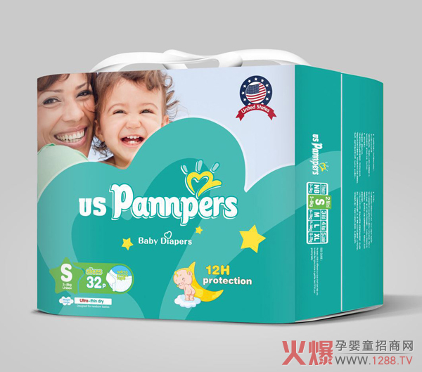 美国帮宝适全芯体大环腰纸尿裤小包S码32片.jpg