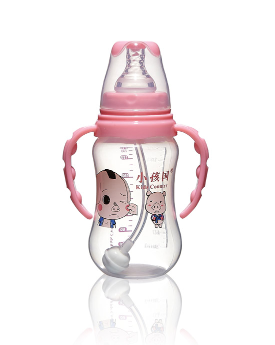 小孩国标口自动弧形PP安全奶瓶粉色210 ML.jpg
