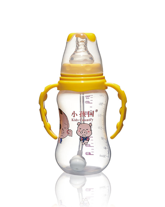 小孩国标口自动弧形PP安全奶瓶黄色210 ML.jpg