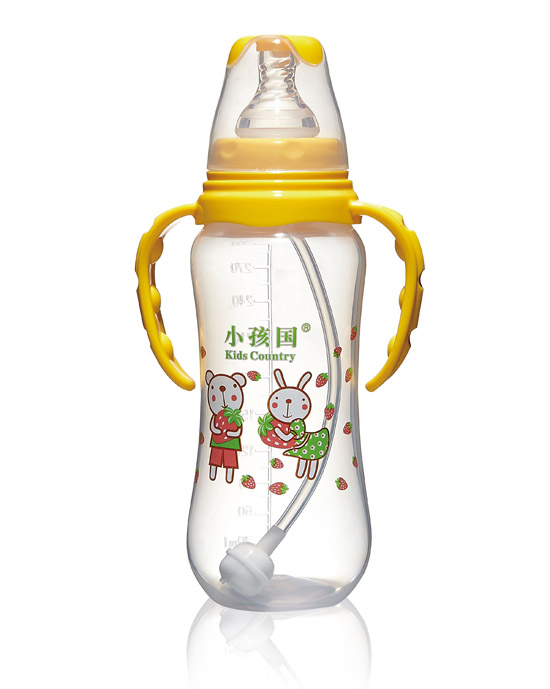 小孩国标口自动弧形PP安全奶瓶黄色300 ML.jpg