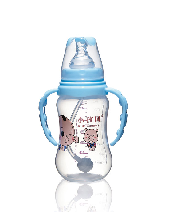 小孩国标口自动弧形PP安全奶瓶蓝色210 ML.jpg