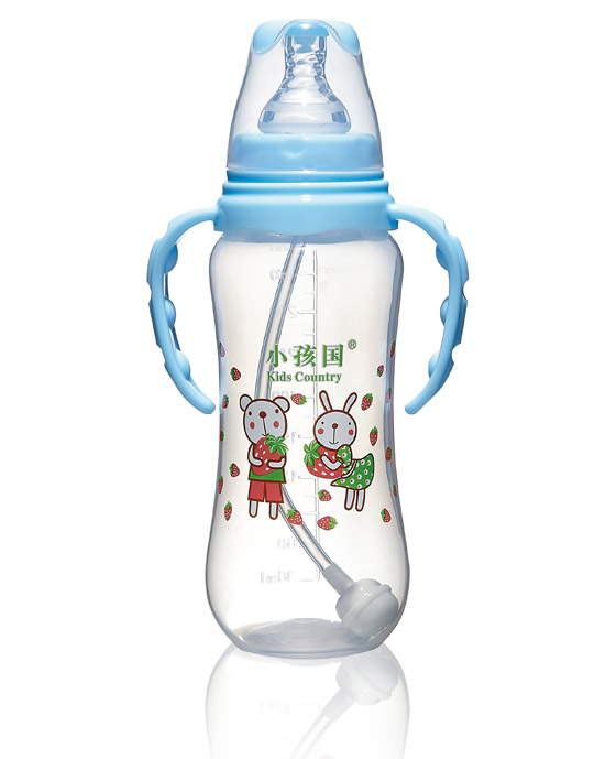 小孩国标口自动弧形PP安全奶瓶蓝色300 ML.jpg